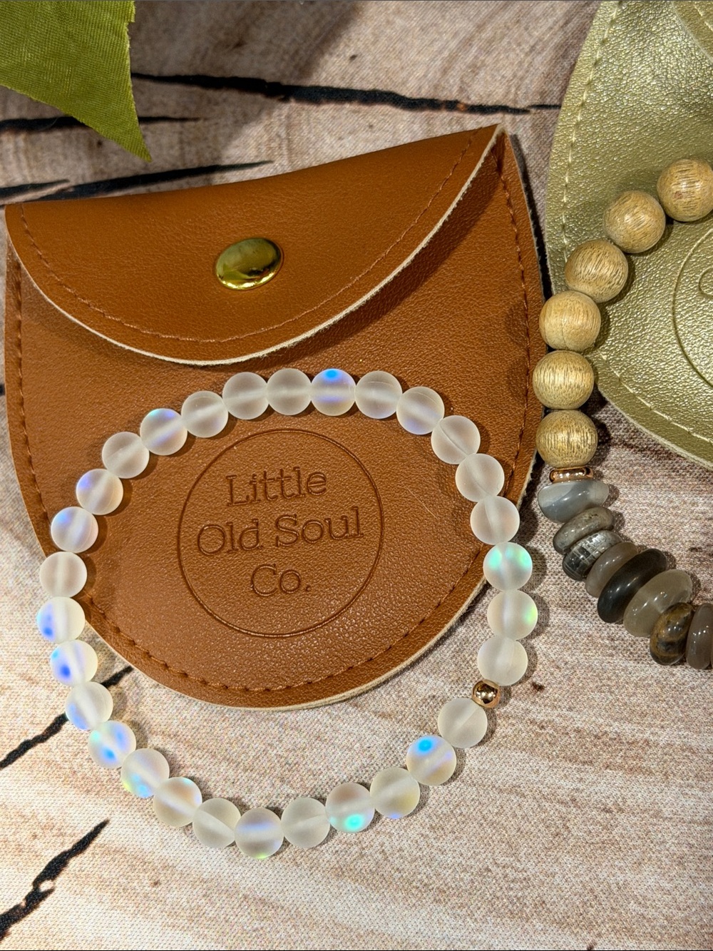 Little Old Soul Co. Beaded Bracelet Trio - Neutral, Sand, Opal Colors - Picture 4 of 4